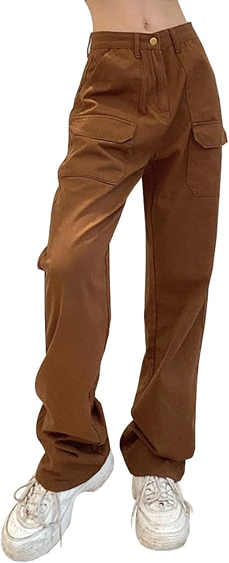 LONGBIDA Baggy Jeans for Women High Waisted Stretch Wide Leg Straight Denim Jeans | Amazon (US)
