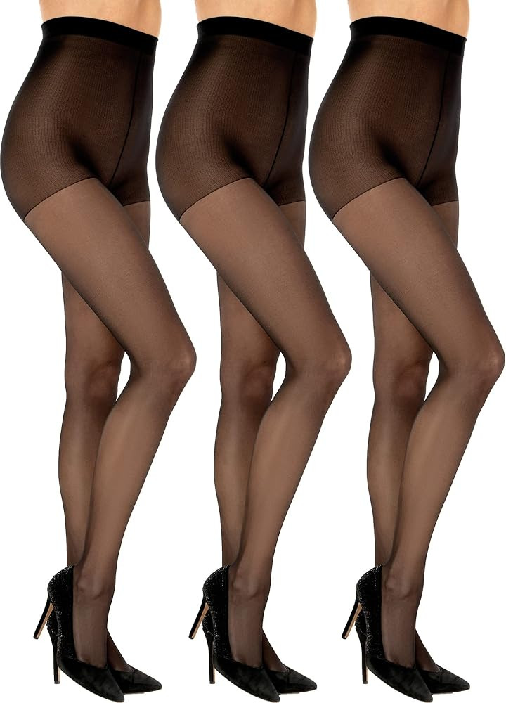 SENTELEGRI Vanessa 3 Pairs Women's Sheer Tights 15 Denier - Reinforced Toes, Sizes S,M,L,XL,XXL | Amazon (UK)