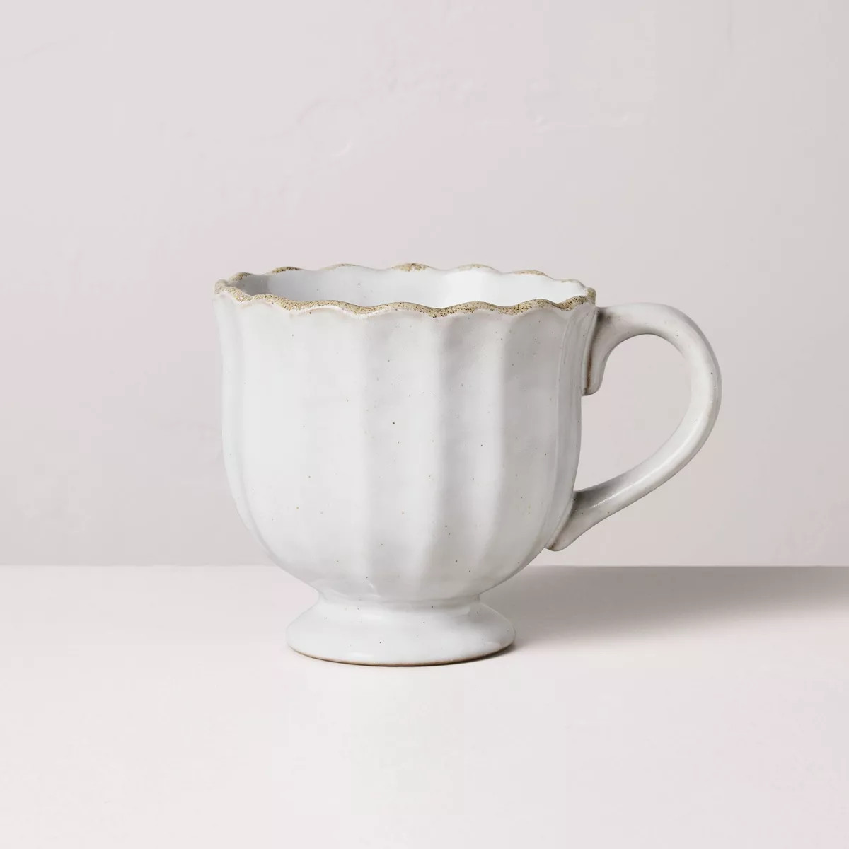 12oz Scalloped Edge Ceramic Mug with Foot Sour Cream - Hearth & Hand™ with Magnolia | Target
