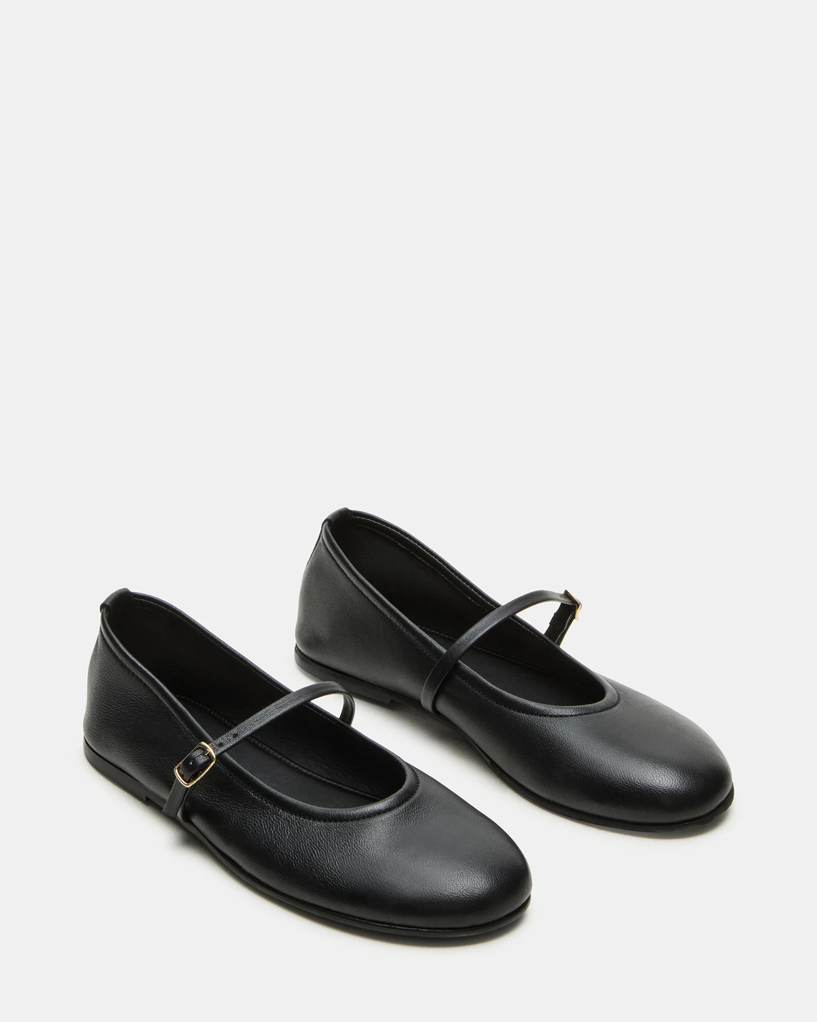 BESETTE Black Leather Mary Jane Ballet Women's Flat | Steve Madden (US)