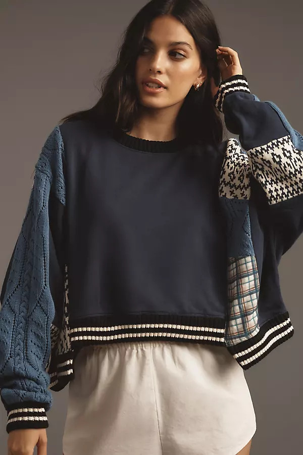 Pilcro Mixed Media Pullover Sweatshirt | Anthropologie (US)
