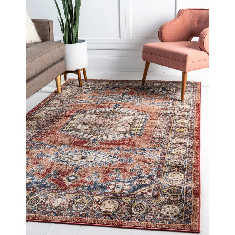 Nathanson Oriental Red/Beige/Blue Area Rug | Wayfair North America