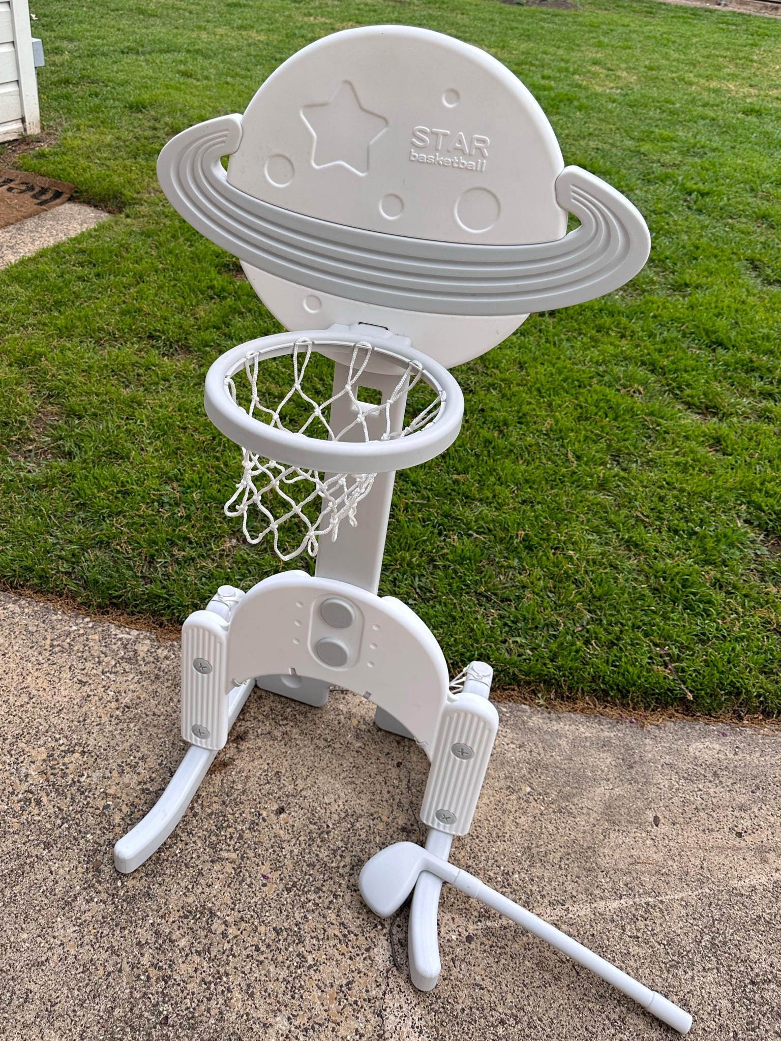 Emmett loves this basketball/soccer goal + golf putter in one. 