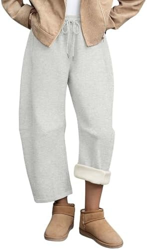 SeekMe Womens Fleece Lined Sweatpants Barrel Leg Baggy Jogger Pants for Winter Warm Casual Lounge... | Amazon (US)