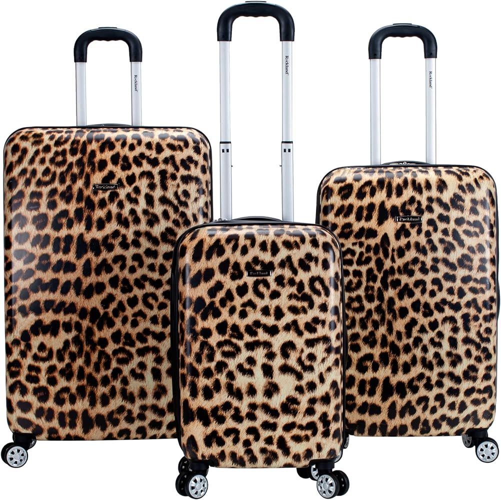 Rockland Safari Hardside Spinner Wheel Luggage, Leopard, 3-Piece Set (20/24/28) | Amazon (US)