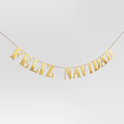 6' Wood 'Feliz Navidad' Christmas Word Garland Gold - Wondershop™: Horizontal Ready-to-Hang Decor | Target