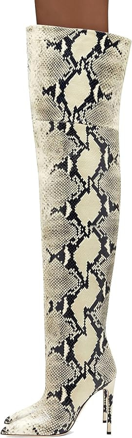 Snakeskin Knee High Boot for Women Stunning High Heels with Pointed Toe Sexy and Fashionable Yet ... | Amazon (US)