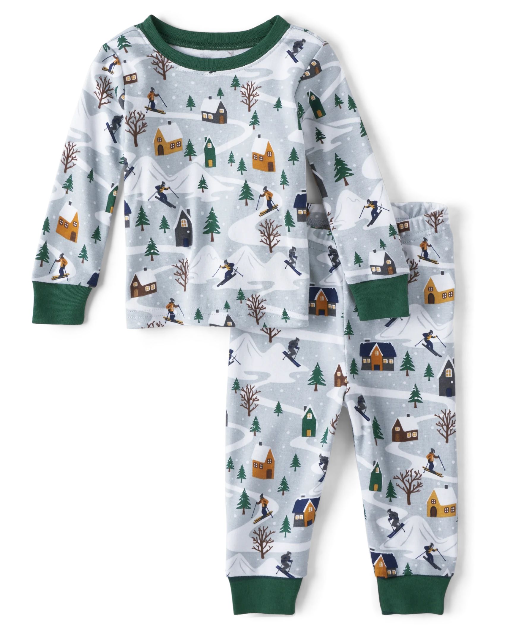 Unisex Baby And Toddler Matching Family Ski Cabin Snug Fit Cotton Pajamas - white | The Children's Place