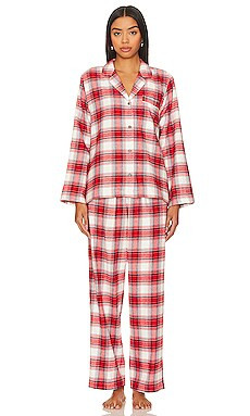 eberjey Flannel PJ Set in Tartan Plaid & Haute Red from Revolve.com | Revolve Clothing (Global)