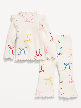 Printed Cozy Rib-Knit Ruffled Top and Pants Set for Baby | Old Navy (US)