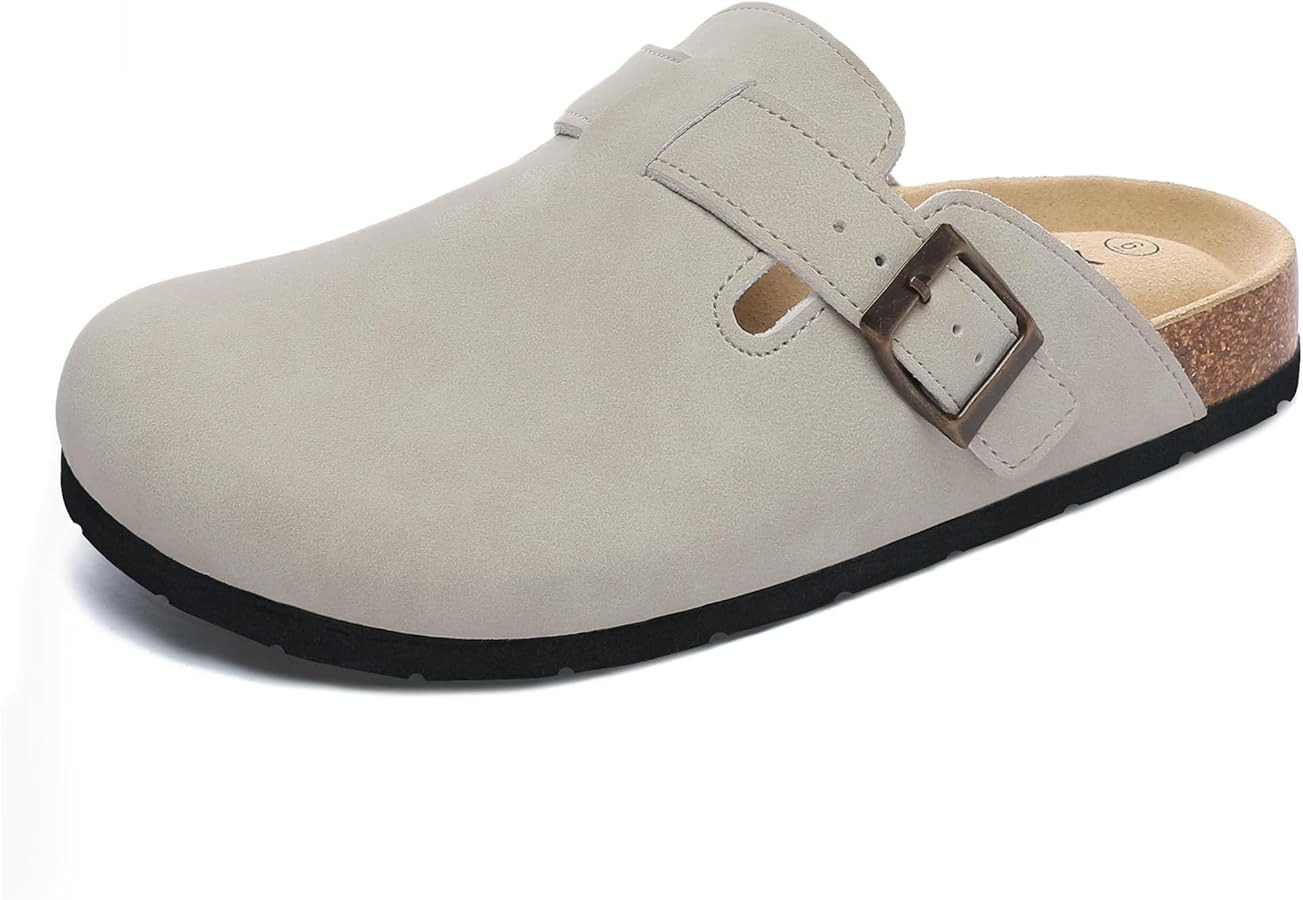 Xiakolaka Women's Suede Clogs Adjustable Buckle Slip on Footbed Home Clog Slippers | Amazon (US)