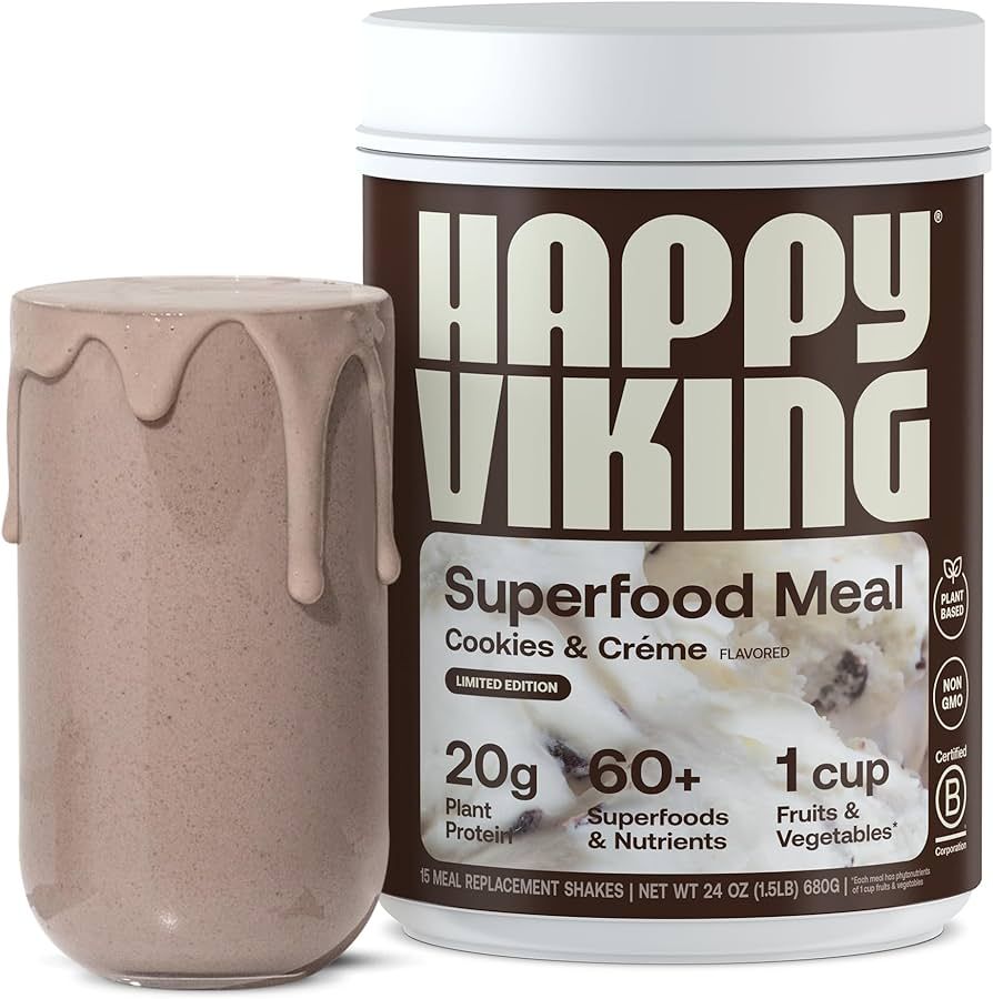 Happy Viking Cookies and Cream Plant Protein Powder, Created by Venus Williams, 20G Protein, Low ... | Amazon (US)