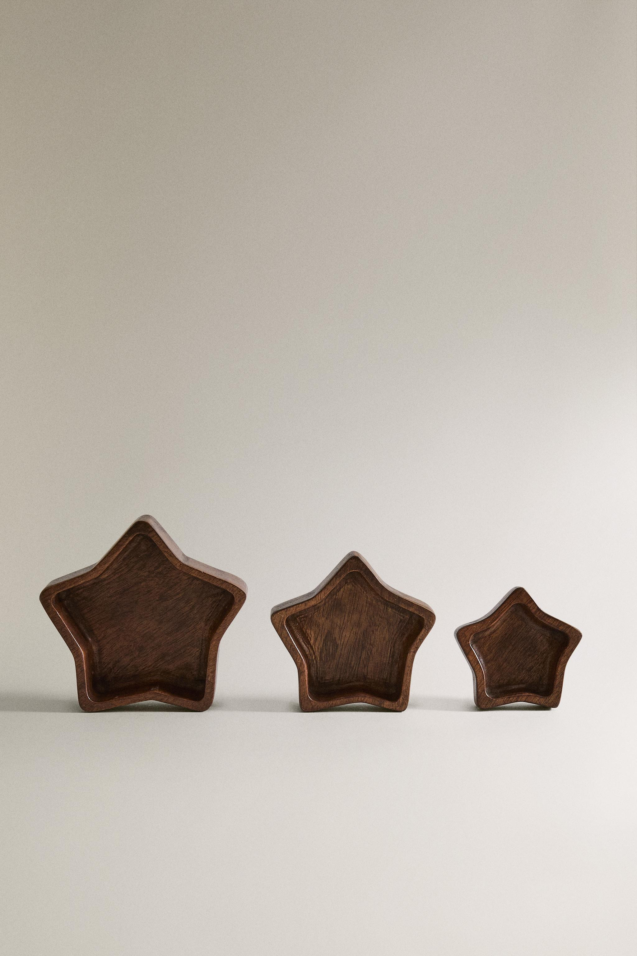 SET OF WOOD STAR BOWLS FOR CHRISTMAS (SET OF 3) | Zara US