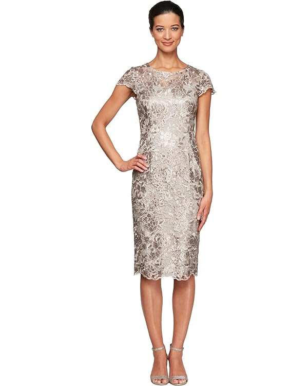 Alex Evenings Womens Short Knee Length Floral Embroidered Cocktail Sheath, Wedding Guest Dress, (... | Amazon (US)