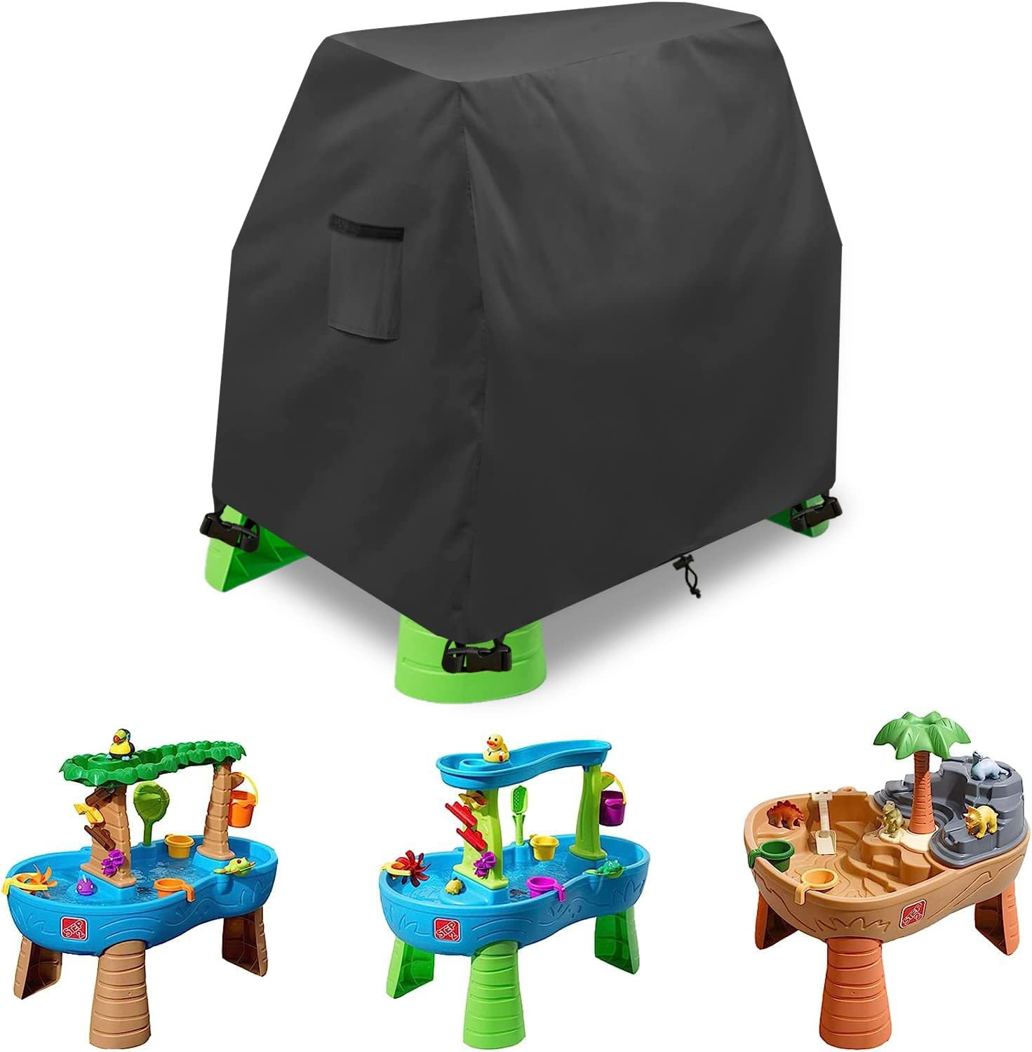 Dalema Kids Water Table Cover for Step2 Rain Showers Splash Pond Water Table,Outdoor Waterproof Dustproof Anti-UV Kids Water Play Table Cover,Cover Only,Black. | Amazon (US)