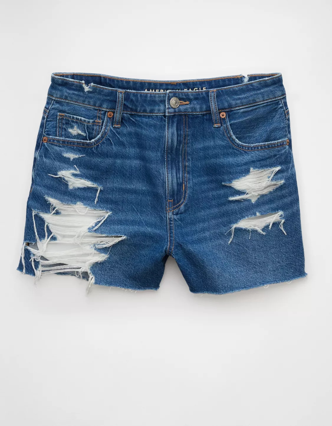 AE Strigid Ripped Denim Mom Short | American Eagle Outfitters (US & CA)