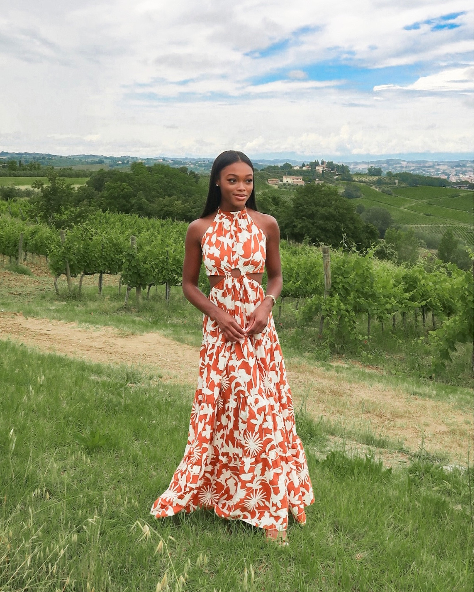 Time To Grow Brown Print Maxi Dress ...