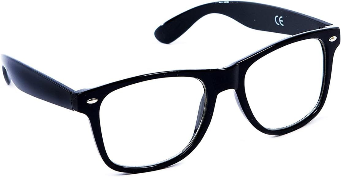 Mustavo Black Frame Clear Glasses Nerd Geek Vintage Retro Secretary Specs Mens Womens Unisex Adul... | Amazon (UK)
