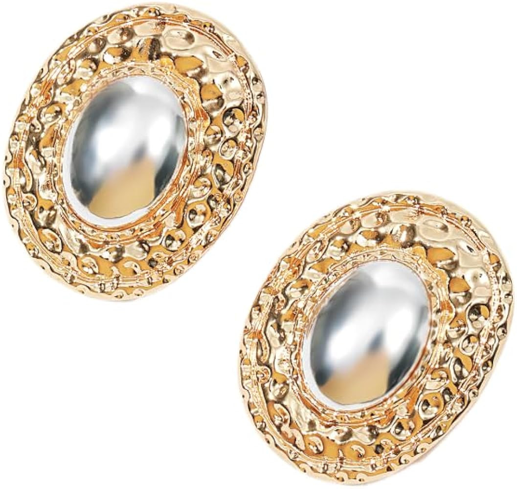 Baroque Pearl Earrings Wrinkle Irregular Gold Shell Pearl Stud Earrings Elliptical Shape Trendy J... | Amazon (US)