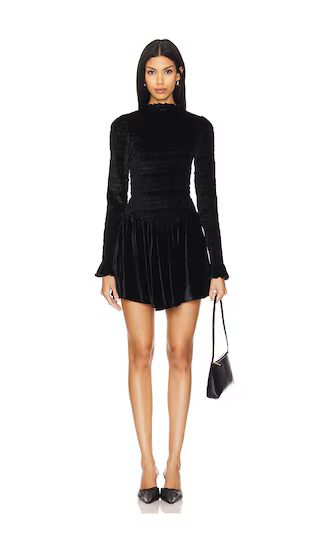 Silk Velvet Ruched Mini Dress in Black | Revolve Clothing (Global)