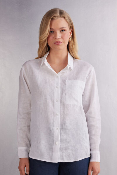 Intimissimi The Pure Linen Shirt in Linen Fabric Woman White Size S | Intimissimi (US)