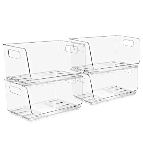 Sorbus Stackable Storage Bins Open Front - Clear Stackable Storage Bins - Pantry Bins for Storage and Organization - Acrylic Stackable Bins for Kitchen - Clear Pantry Organizer Bins (Small 4 Pack) | Amazon (US)