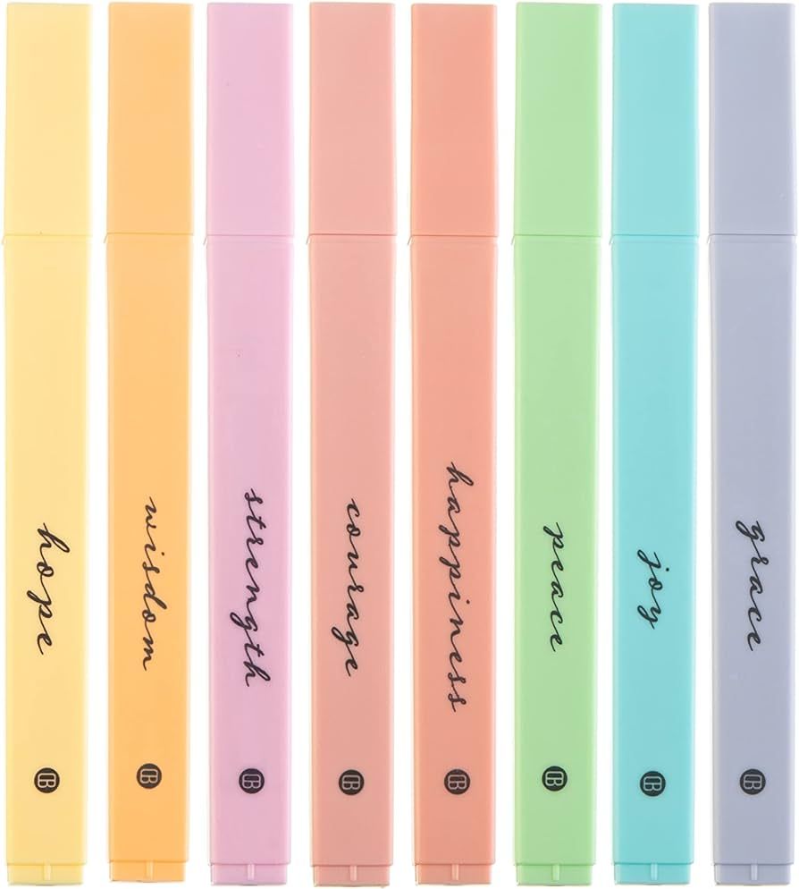 DIVERSEBEE Bible Highlighters with Soft Chisel Tip, 8 Pack Assorted Colors Pens No Bleed, Quick D... | Amazon (US)