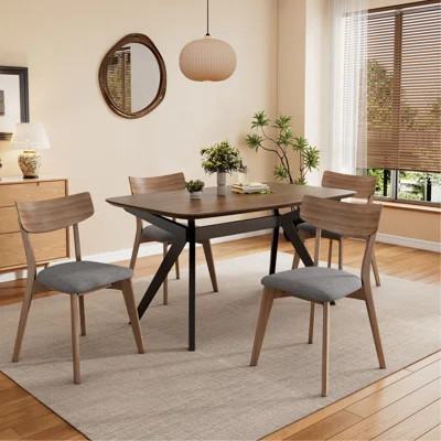 Upholstered Dining Set With Rubberwood Frame | Wayfair North America