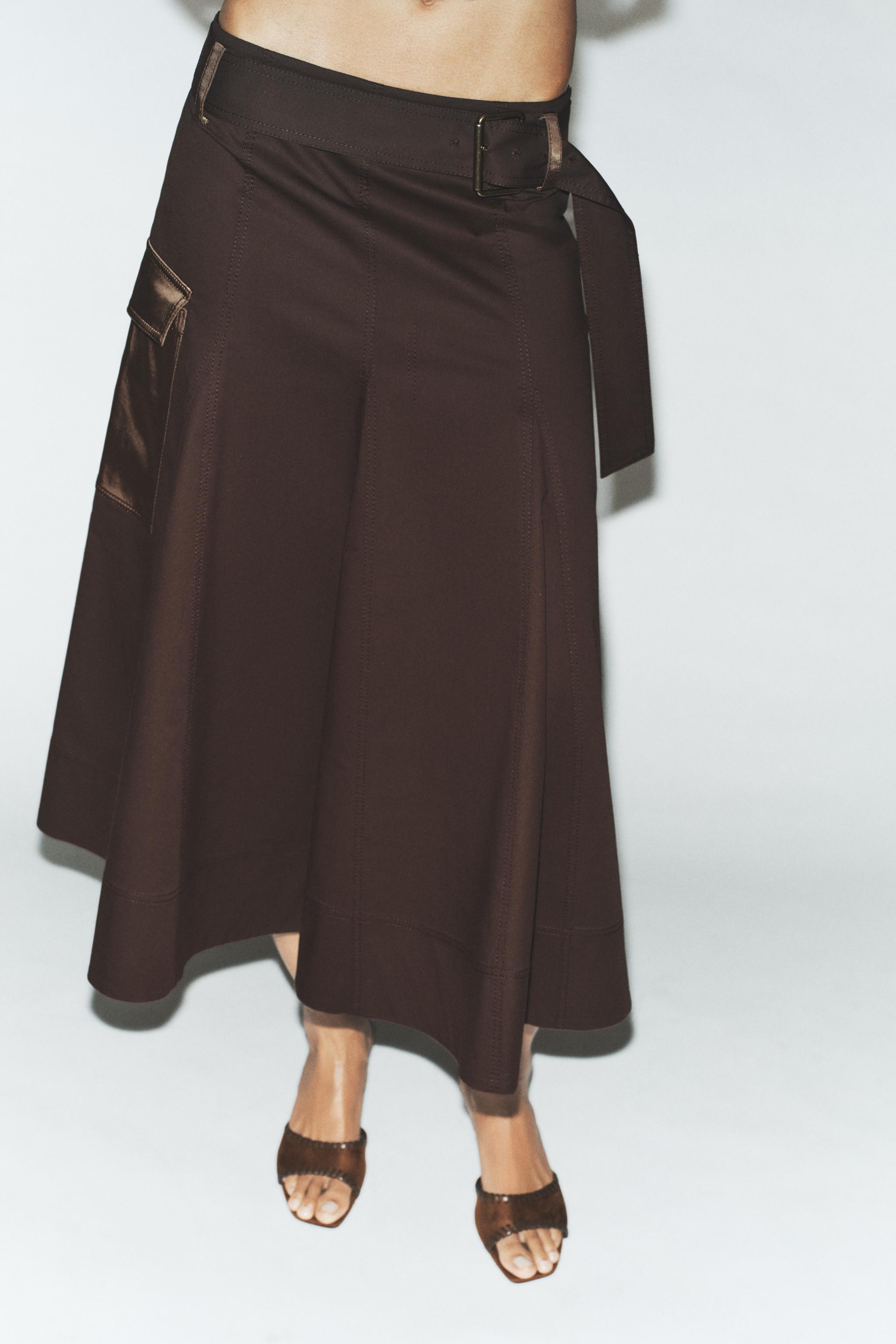 BELTED CARGO MIDI SKIRT | Zara US