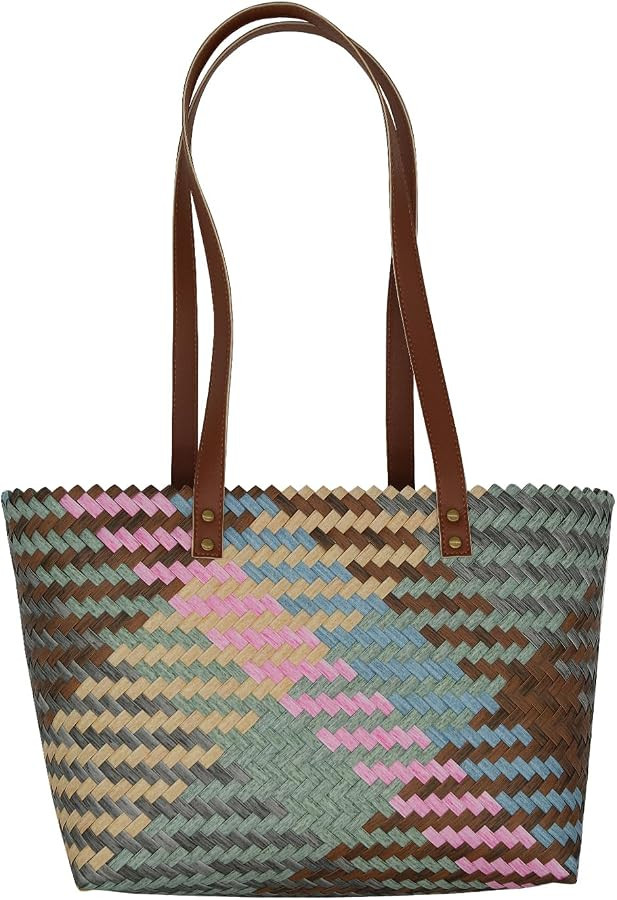 Women Straw Handbags Large Hand-Woven Tote Bag Summer Travel Beach Straw Shoulder Bags | Amazon (US)