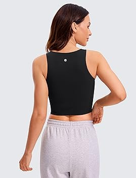 CRZ YOGA Womens Butterluxe Double Lined Cropped Tops High Neck Racerback Tanks Sleeveless Casual ... | Amazon (US)