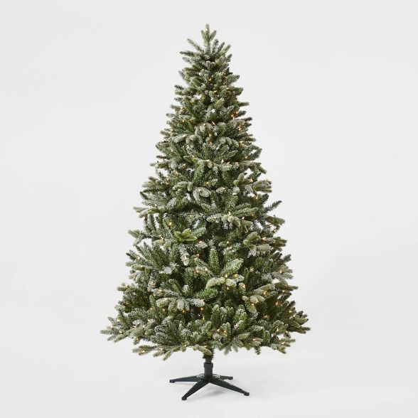 7ft Pre-lit Full Flocked Balsam Fir Artificial Christmas Tree Clear Lights with AutoConnect - Won... | Target