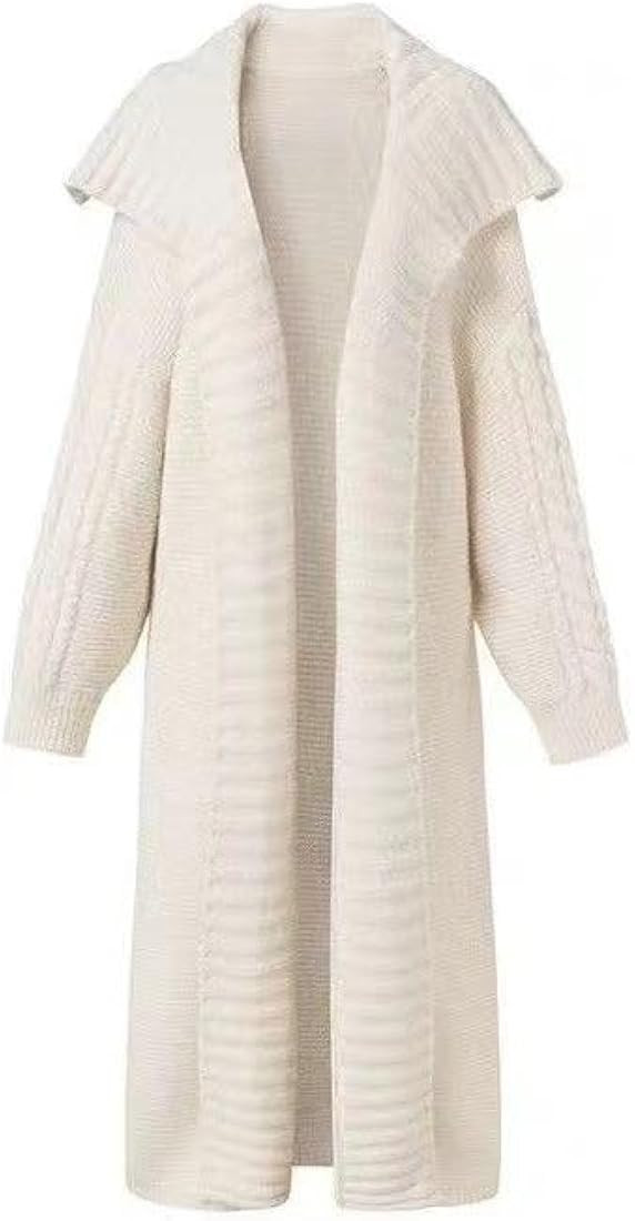 Vintage Lapel Long Sweater Coat 2023 New Loose Large Size Knit Cardigan Large Lapel Long Lazy Sty... | Amazon (US)