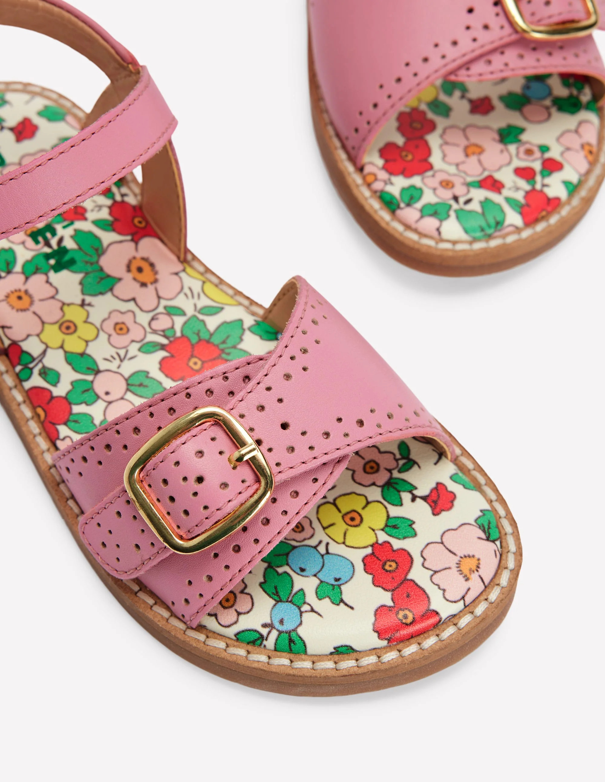Leather Buckle Sandals-Sea Pink | Boden (US)