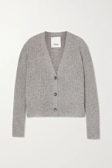 Allude - Cropped Ribbed Cashmere Cardigan - Gray | NET-A-PORTER (US)