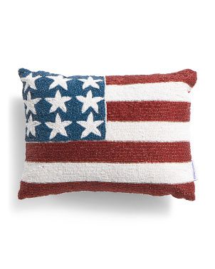 12x16 Fully Beaded Flag Pillow | TJ Maxx