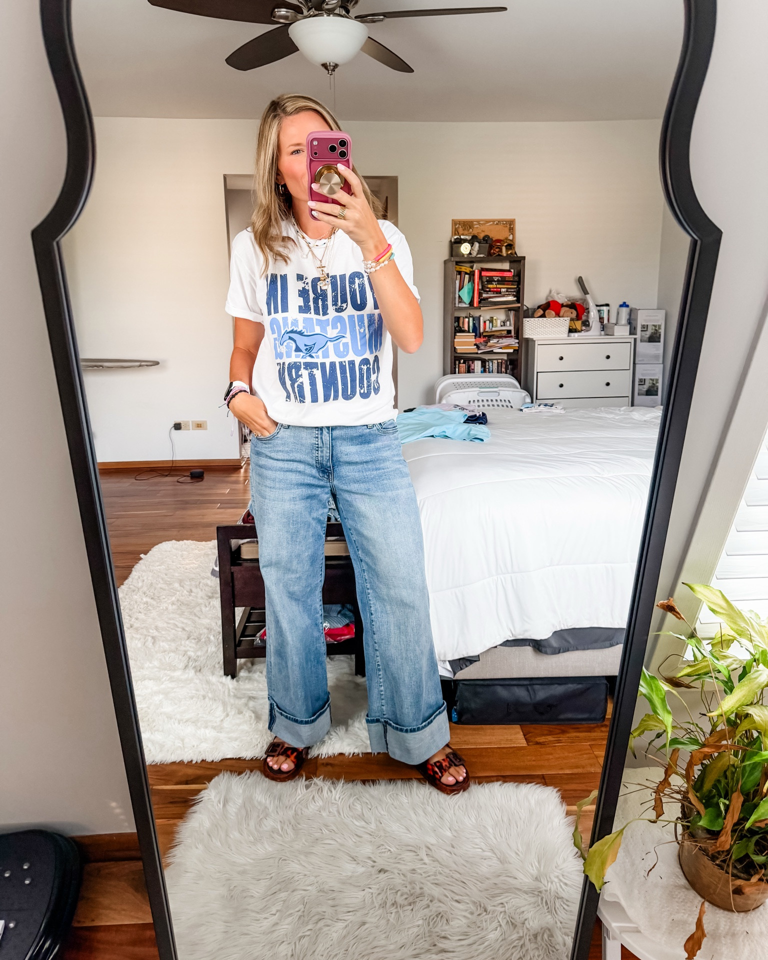 Finally freaking Friday!! What a long week it has been. I barely had energy for anything other than jeans and a spirit wear shirt. Got lots of compliments on my jelly sandals though!

#LTKootd #LTKOver40 #LTKMidsize