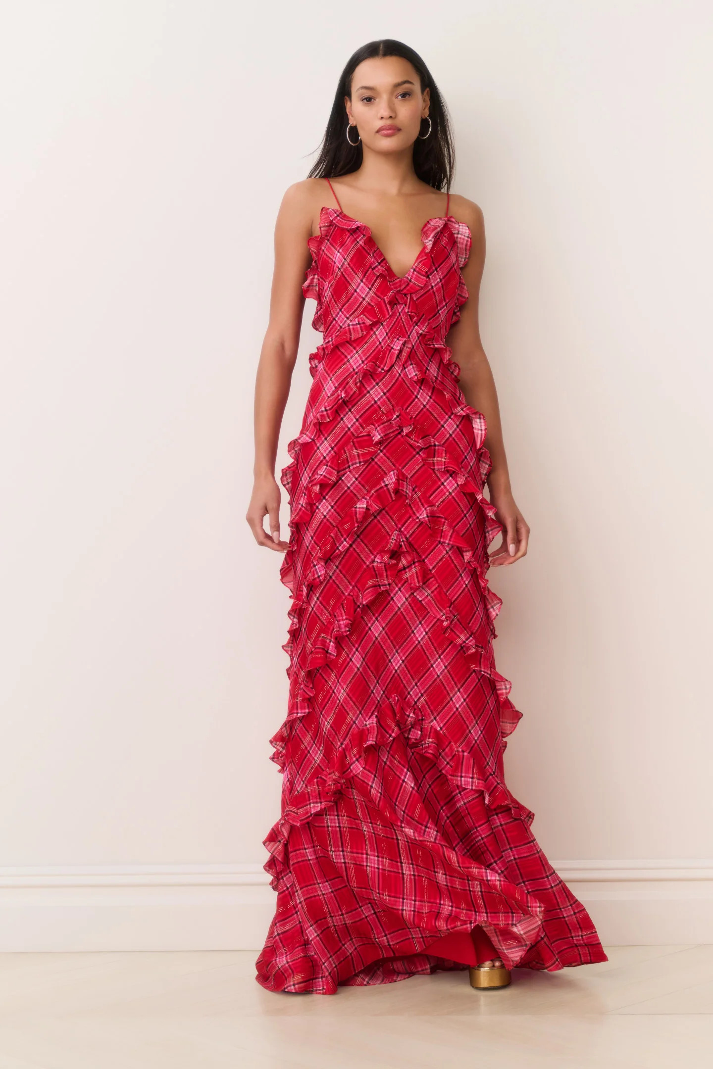 Ellietta Tartan Ruffle Maxi Dress | LoveShackFancy