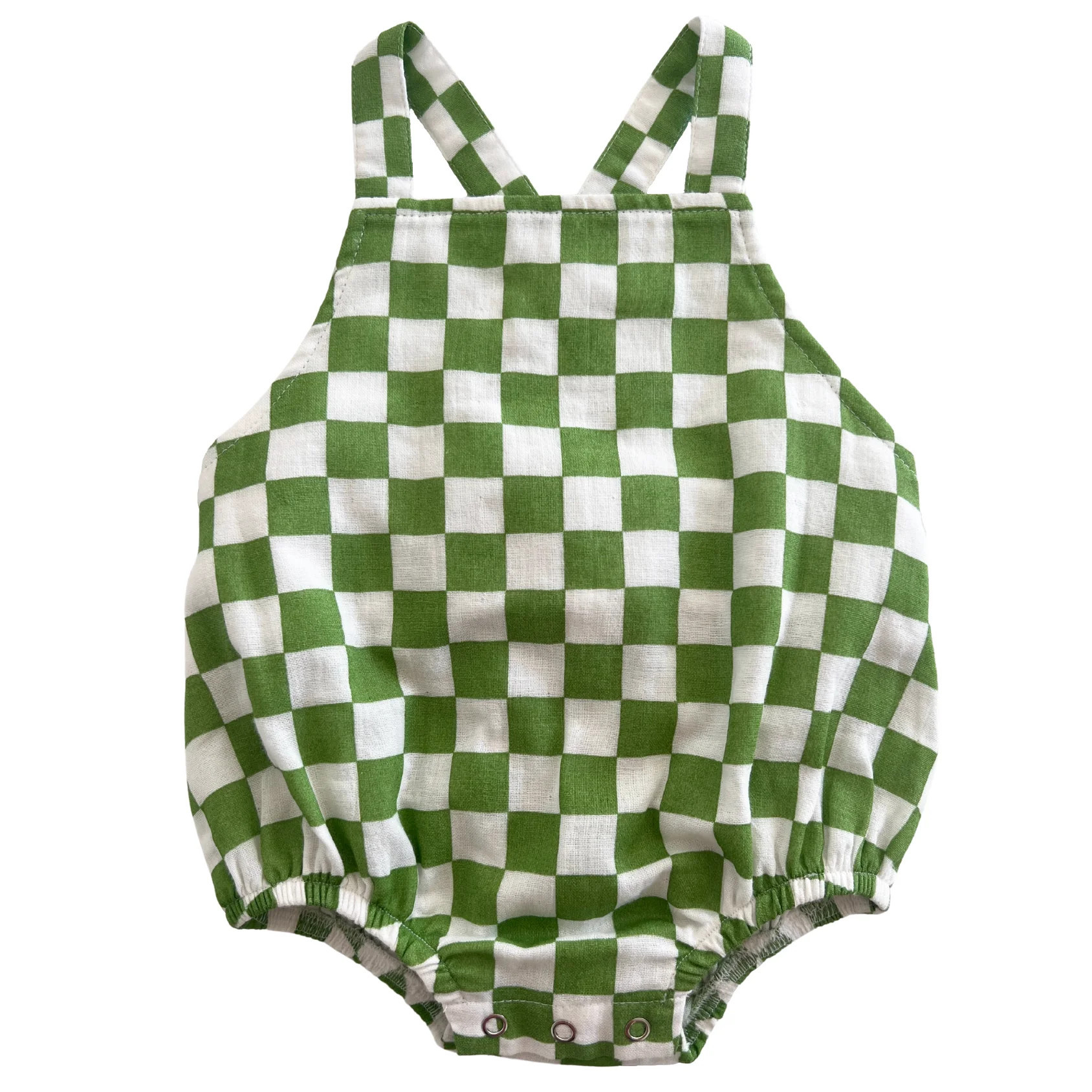 Lime Checkerboard / Organic August Sunsuit | SpearmintLOVE