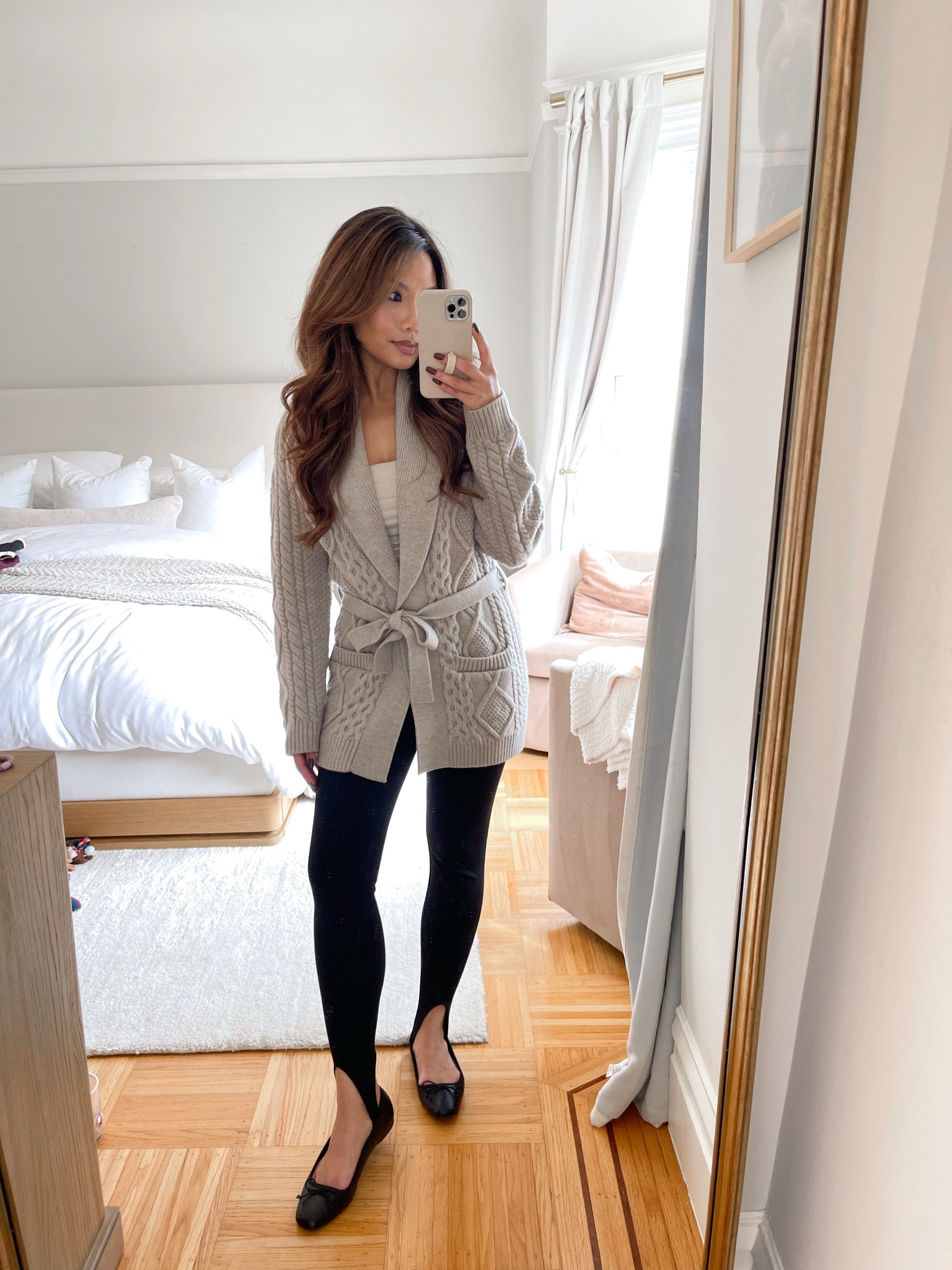 Cozy knit cardigan for fall! Stirrup leggings on sale 

Sizing:
Cardigan - tts, xs
Top - tts, xs
Leggings - tts, xs petite
Flats - old, linked similar 

#LTKSaleAlert #LTKPetite #LTKFindsUnder100