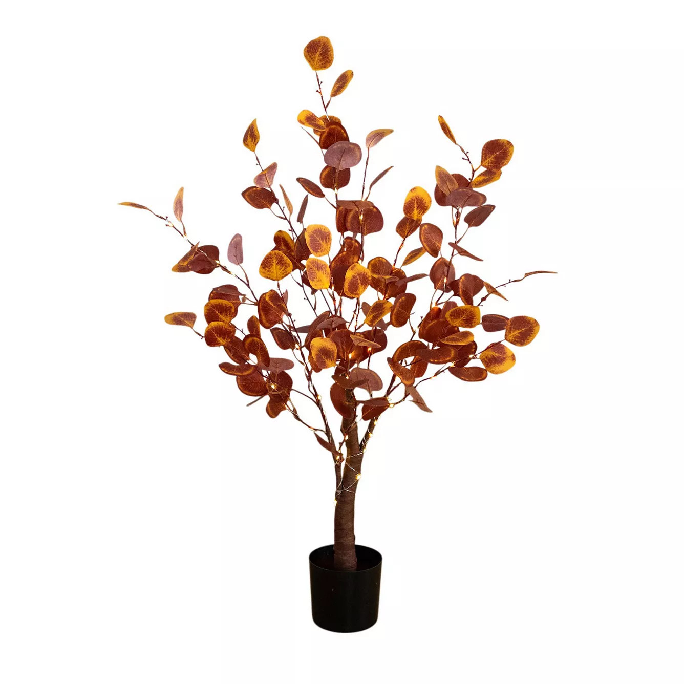 nearly natural 3-ft. Pre-Lit Artificial Eucalyptus Fall Tree Floor Decor with 80 LED Lights | Kohl's