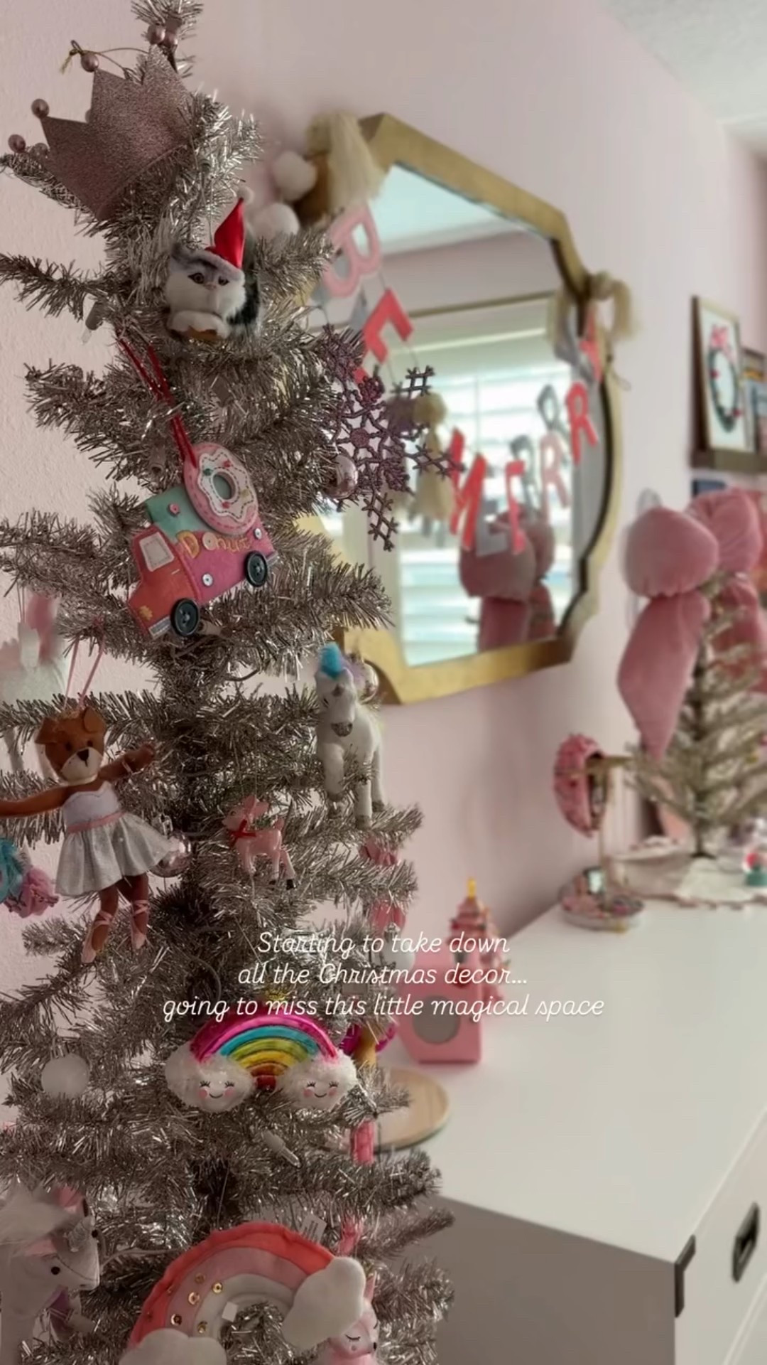 Starting to take down 
all the Christmas decor…
going to miss this little magical space

#chrismas #girlsroom #pink #bedroom

#LTKHome #LTKKids