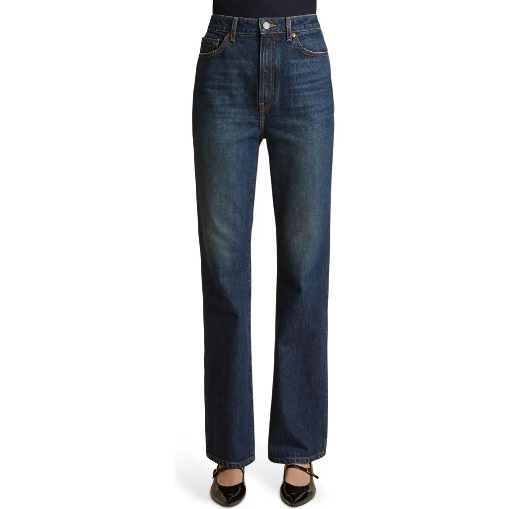 Khaite Danielle High Waist Straight Leg Jeans in Lansing at Nordstrom, Size 26 | Nordstrom