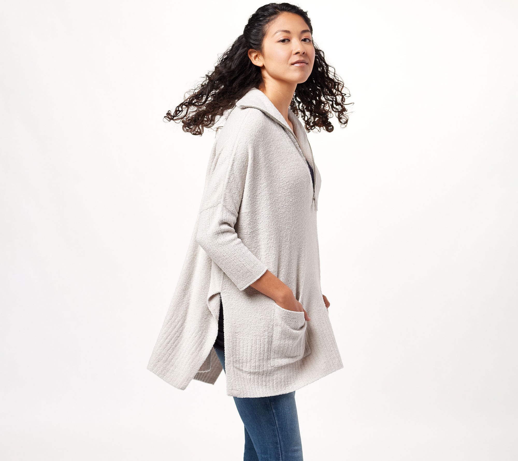 Barefoot Dreams CozyChic Lite Half-Zip Rolled Edge Tunic | QVC