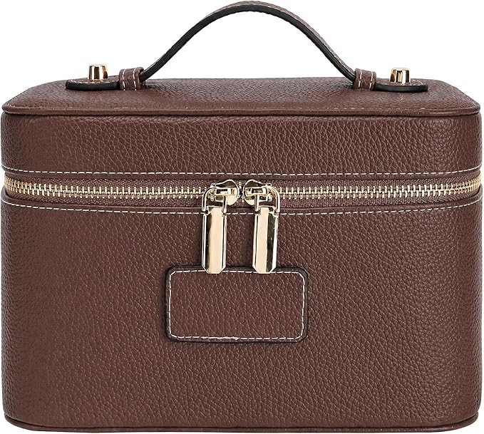Makeup Case for Women, Leather Makeup Bag Cosmetic Case with Removable Divider, Large Capacity Wa... | Amazon (US)