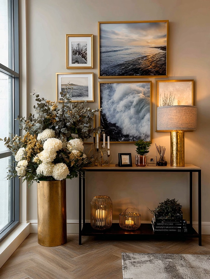 # LTK Caption

Create decor that is so beautiful, intentional, and personal that you want to stop and admire it yourself.

Not just decor for guests. Decor that tells your story.

One of the easiest ways to create that feeling in your home is with a thoughtfully designed wall gallery. Fill it with the places you have loved, the sunsets you captured on your phone, childhood memories, travel photography, family moments, or even calming landscapes that inspire you every day.

When paired with elegant gold frames, these memories instantly feel elevated and timeless. Gold frames add warmth, sophistication, and that collected designer look while still allowing the focus to remain on the memories themselves.

And the beauty of a wall gallery is that it transforms an ordinary wall into an emotional experience. Suddenly a hallway, staircase, living room corner, or console wall becomes layered with personality, warmth, and meaning.

Pair your gallery wall with a simple console table, soft lighting, candles, greenery, or collected objects to create a complete atmosphere that feels calm, luxurious, and deeply personal.

Your home should reflect your life, not just trends.

Shop our curated edit of elegant gold frames and console decor pieces to create your own intentional wall gallery at home.

#GalleryWall #GoldFrames #LuxuryHomeDecor #IntentionalLiving #ModernHomeDecor
 

 #LTKHome