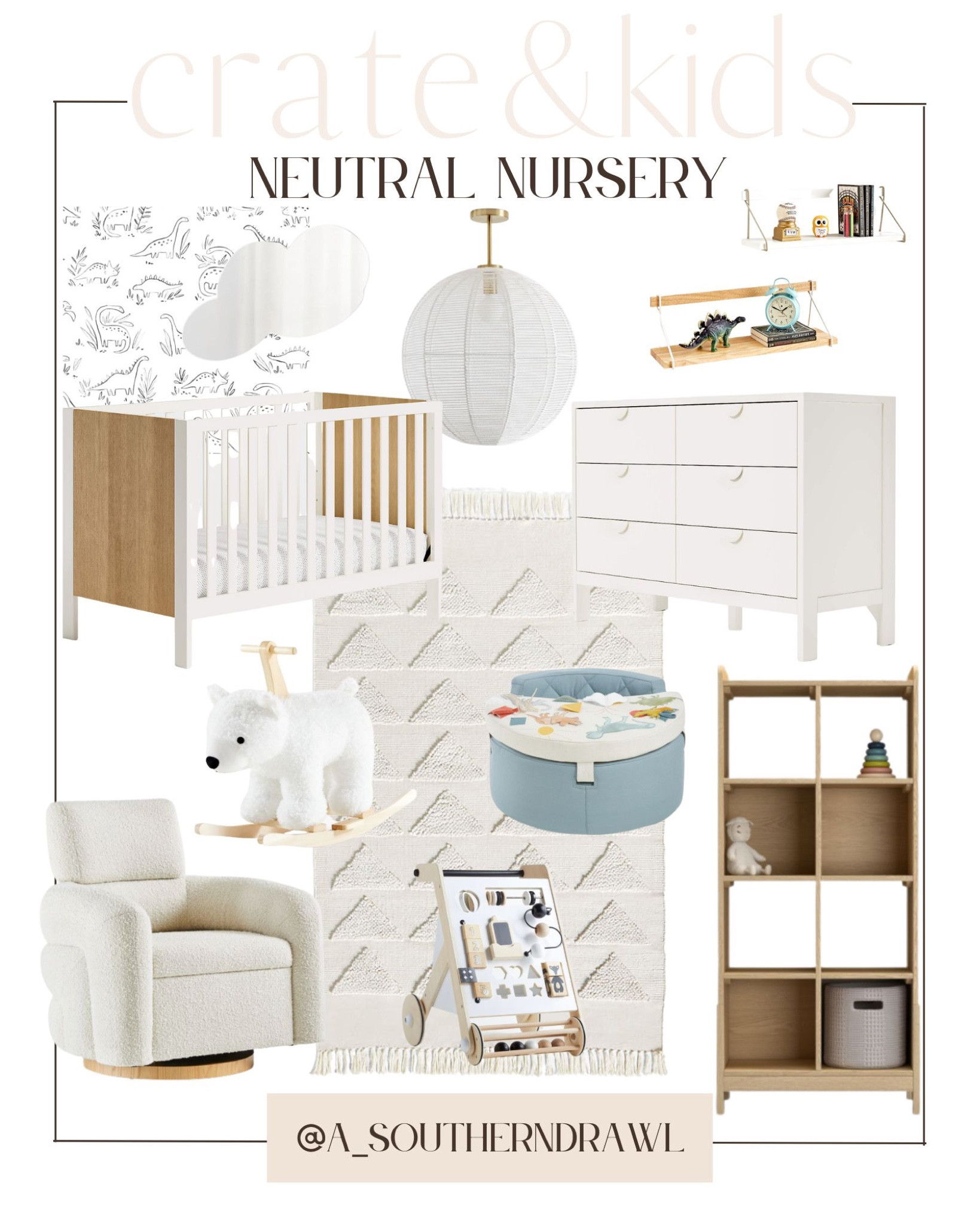 Crate & kids nursery inspiration - neutral nursery decor - white cribs - nursery dresser - nursery glider and rocker - nursery bookshelf - wall shelves - nursery decor - baby boy nursery - gender neutral nursery - girl nursery - white nursery rugs - nursery toys - boho nursery - nursery chandelier lights - white kids dresser - nursery wallpaper and mirrors 


#LTKkids #LTKbaby #LTKhome