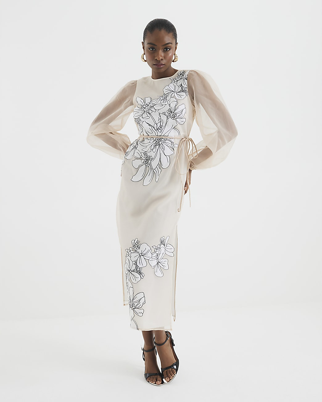 Cream Premium Floral Applique Maxi Dress | River Island UK & IE