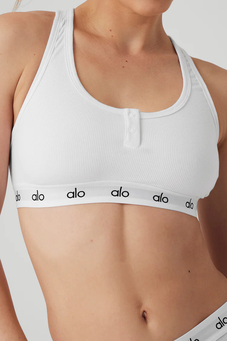 Icon Ribbed Henley Bra | Alo Yoga