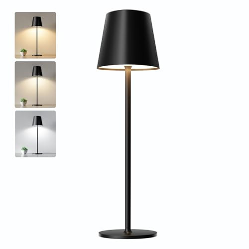 Kakanuo Cordless Table Lamps, Rechargeable Lamps, Battery Operated Lamp, LED Portable Wireless Lamp, Touch Control, 3 Color Temperature, Stepless Dimmable - Black | Amazon (US)